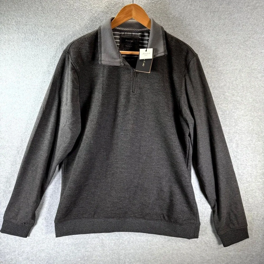 Porter & Ash‎ Sweater Men's XL Gray Quarter Zip Long Sleeve Knitted Pullover